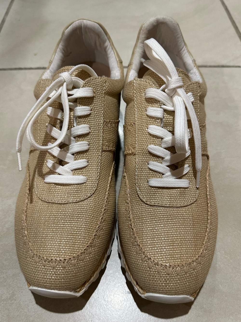 Dolce Vita Tan Canvas Sneakers with White Laces